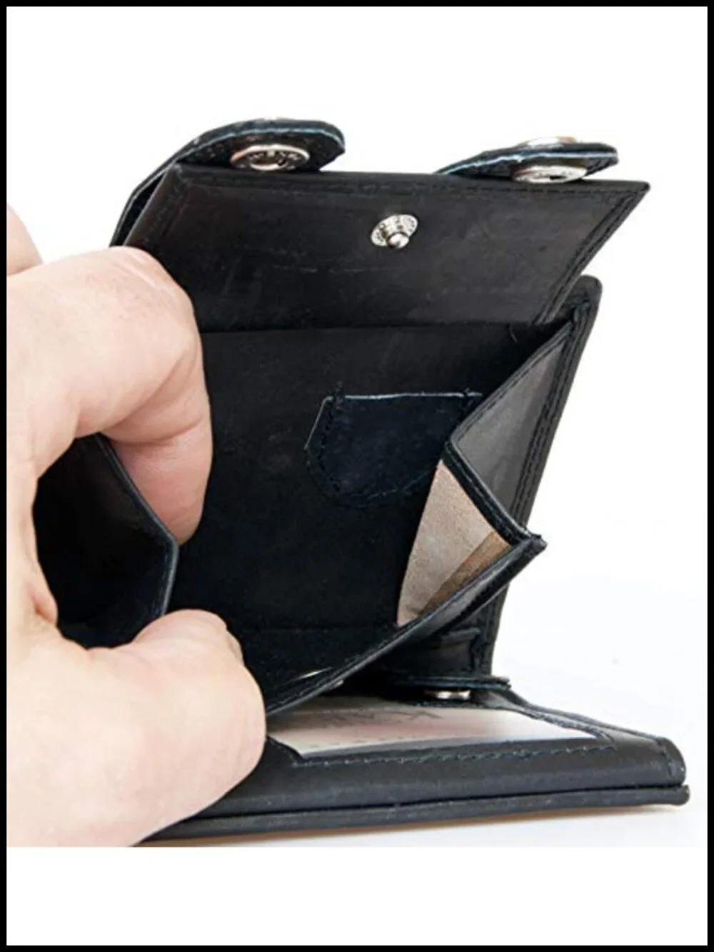 RFID Blocking Leather Biker Wallet with 18 Inch Chain